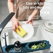 1pc Expandable Kitchen Sink Organizer Rack - Extendable Dish Drainer And Sponge Holder, Space-Saving Storage Solution - One Size - View 7