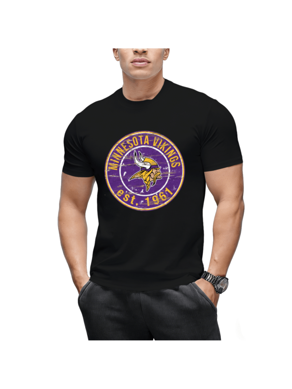 Minn-Esota-Vik-Ings Men's Cotton Short Sleeve Crew Neck T-Shirt Casual Soft Breathable Comfort Fit Everyday Wear Versatile Summer Tee Tops