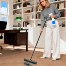 Chổi quét lông thú cưng 47,2 inch/120 cm, thích hợp để quét thảm, lông chó, nhà tắm, cốp xe, có tích hợp dụng cụ cạo, có thể làm sạch mọi bề mặt. - nhiều màu - Xem 4