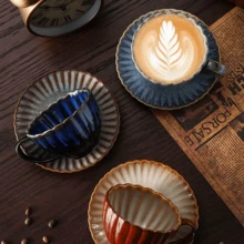 2pcs Retro High-End Striped Ceramic Mugs, Crackle Glaze, Suitable For Hotel, Home, Office, Milk, Coffee, Afternoon Tea - Multicolor - View 6