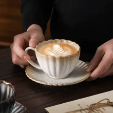 2pcs Retro High-End Striped Ceramic Mugs, Crackle Glaze, Suitable For Hotel, Home, Office, Milk, Coffee, Afternoon Tea - Multicolor - View 4