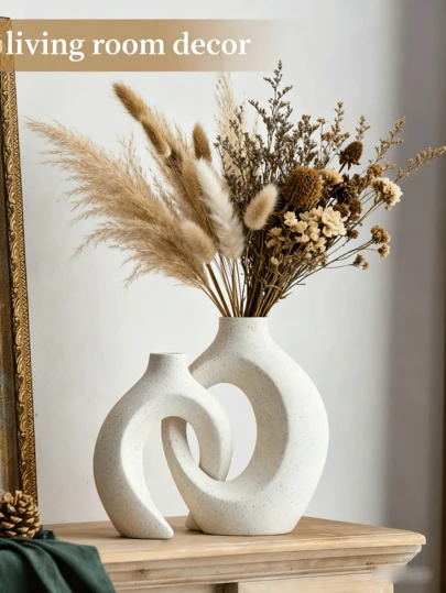 2 piezas Jarrones decorativos de la serie de pareja creativa, surtido de tamaños para exhibición en interiores, adecuados para todas las estaciones, tamaño relativamente pequeño, por favor lea los detalles cuidadosamente antes de la compra