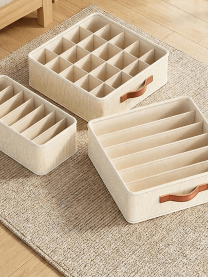 天山内衣、袜子、内裤收纳盒（1个装） - 卧室内衣、袜子、内裤抽屉收纳盒，带分隔板，多功能宿舍家用衣柜内衣收纳盒