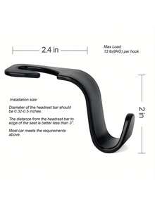 2PCS Car Hooks, Hidden Car Hooks For Headrests, Seat Backs, And Seat Backrests; Multifunctional Car Item Hooks - A - View 8