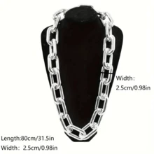 1pc Exaggerated Thick Plastic Gold Chain Necklace, Party Accessory, Holiday Gift. Unisex, Chunky Design, Suitable For Parties, Music Festivals, Travels, Banquets, Halloween And Christmas Decoration. - View 6