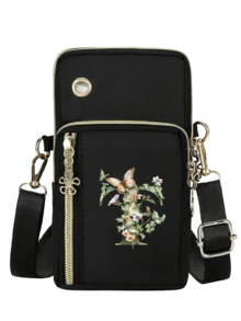 Bolso bandolera mini de moda minimalista con estampado floral degradado verde y letras A-Z, accesorio de moda y práctico para actividades al aire libre, bolso mini para teléfono, bolso de muñeca, bolso multicapa, monedero para mujer, útiles escolares, bolso minimalista, bolso bandolera multifuncional, adecuado para exteriores y oficina - Multicolor - Ver 25