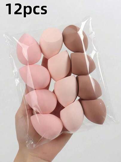 12pcs Large Random Color Makeup Sponge Eggs, Mixed Beauty Sponges For Liquid, Cream And Powder Perfect Application, Multi-Color Makeup Sponges Suitable For All Skin Types, Latex-Free Dual-Use Powder Foundation