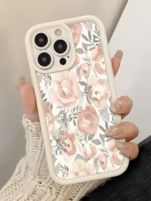1个白色牡丹花图案极简全包覆TPU防震手机壳，兼容苹果17、16、15、14、13、12、11 Pro Max、Air及系列机型，国际版，非国内版 - 彩色 - 查看 3