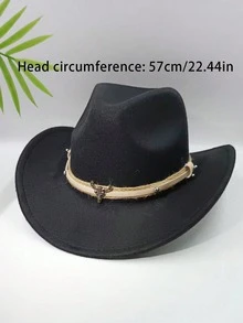 男女款西部牛仔帽，经典卷边羊毛帽，带扣带 - 彩色 - 查看 3