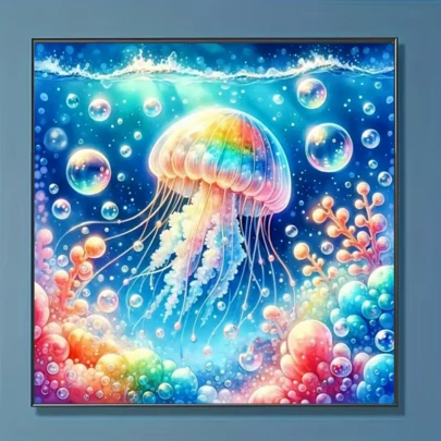 1pc New Colorful Seashell Themed Diamond Painting Kit, 5D Round Crystal Diamond Mosaic DIY Craft, Suitable For Handicraft Gifts, Living Room, Bedroom, Eid Al-Adha Father's Day, Mother's Day, Wedding, May Day, Easter, Christmas, Valentine's Day, Frameless