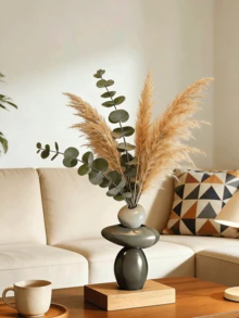 一套树脂石花瓶，花瓶不可盛水，仅用于装饰性人造花、幸运石，适用于客厅、餐厅、电视柜桌面装饰，乔迁礼物，无需电源，家居装饰，圣诞节装饰，情人节房间装饰 - 彩色 - 查看 5