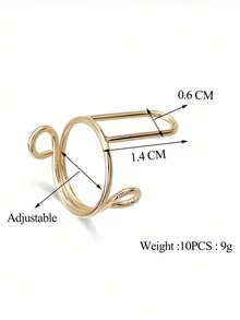 10pcs Fashion Wearable Nail Art Nail Rings, Removable Metal Finger Rings, Suitable For Dates, Vacations And Other Occasions - Multicolor - View 6