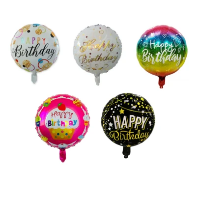 1pc Happy Birthday Balloons, 18" Round Aluminum Foil Mylar Helium Balloon Inflatable Balloons For Birthday Party Decorations Supplies