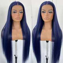 13x4 Dark Blue Straight HD Lace Front Wig Pre-Plucked Glueless Long Straight Blue Lace Front Wigs Synthetic Wear And Go Lace Front Wigs - Multicolor - View 5