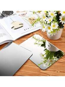 4pcs PMMA Mirror Wall Stickers, Classic Square Room Decor Stickers Suitable For Home Use - Silver - View 6