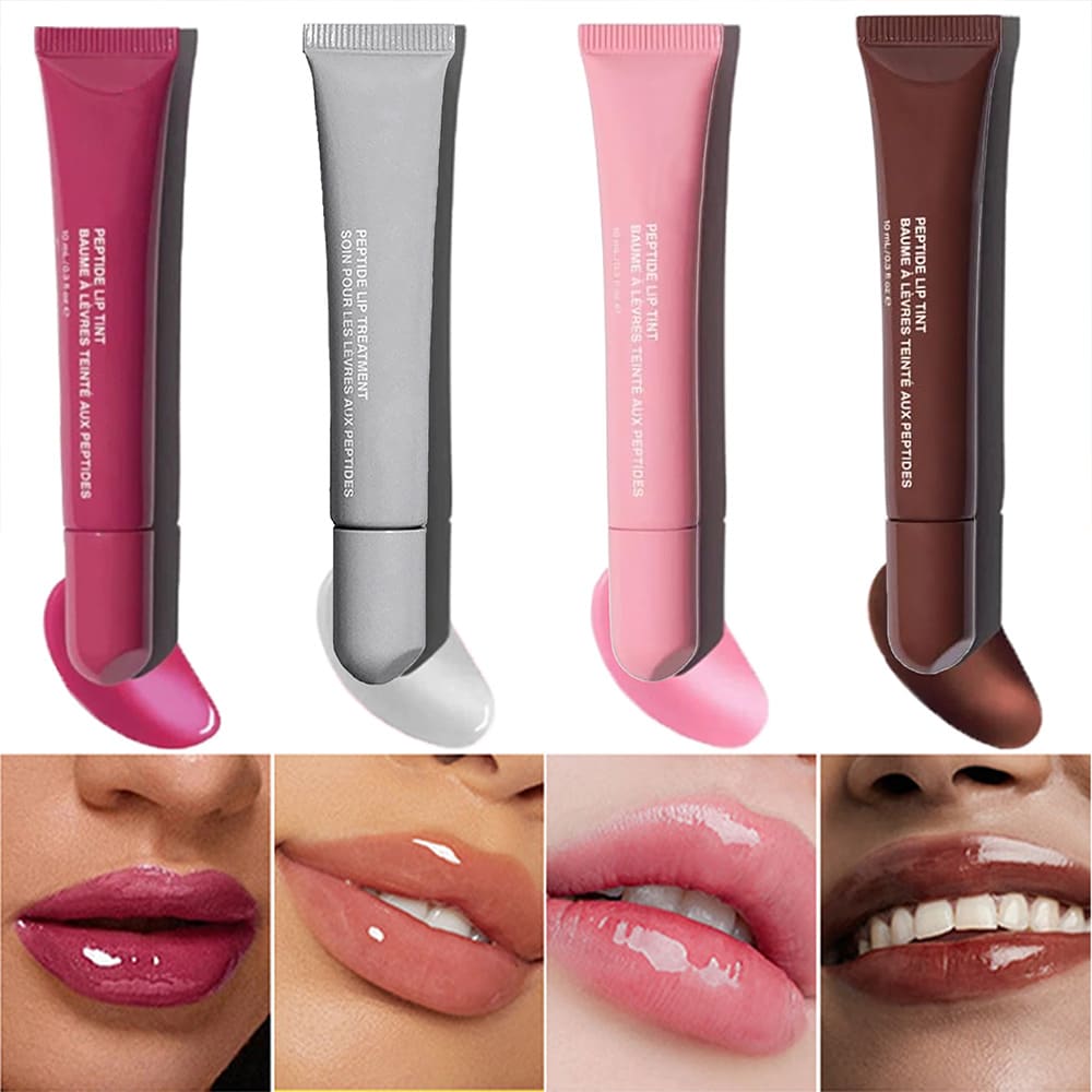 4 Pcs Peptide Lip Tint Lipstick-Watermelon Changing Natural Lipstick Changable Color Moisturizing Lip Balm Lip Makeup Brand Makeup Face Paint Cosmetic For Women Girls Perfect For Fall Winter Ideal For Fancy Fashion Suitable For Birthday Christmas Present Party Ready Best Color - 香草豆 - 查看 1