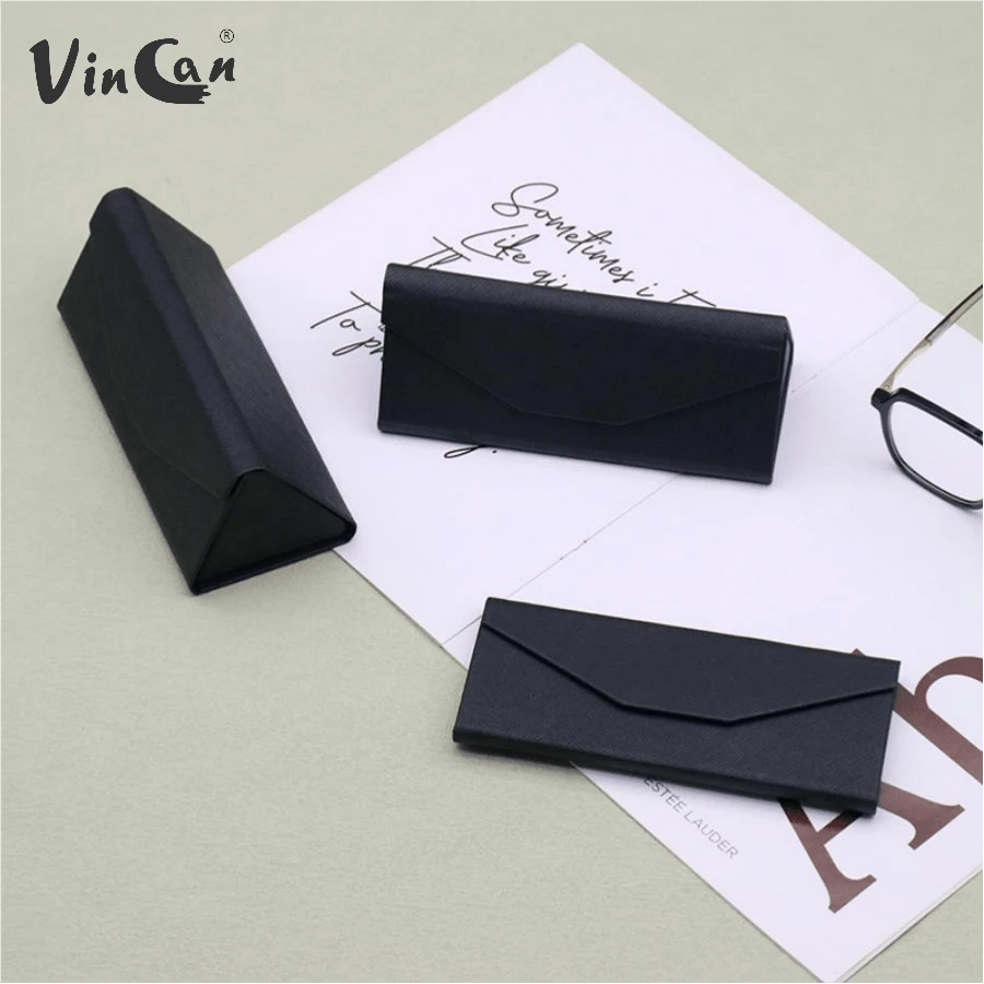 Hộp đựng đồ gấp gọn di động họa tiết chữ thập sáng tạo, hộp đựng kính hình tam giác giá trị cao