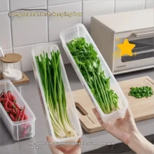 4个透明长方形蔬菜保鲜盒带盖，节省空间的冰箱收纳盒，适用于存放香菜、葱、面条、鸡蛋，感恩节、丰收节、家庭聚会等场合。 - 彩色 - 查看 2