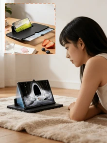 Amplificador de Pantalla de Teléfono 3D HD, Soporte Plegable Portátil para Juegos y Series.Amplificador de Pantalla HD para Gamer, Aumenta la Precisión, Compatible con Todos los Celulares.Material ABS duradero - Negro - Ver 8