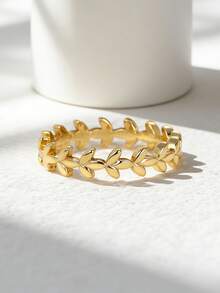 Charm-In 18K Gold Plated Leaf Ring For Women Dainty Gold Laurel Leaf Band Ring Jewelry Gift - Gold - View 1
