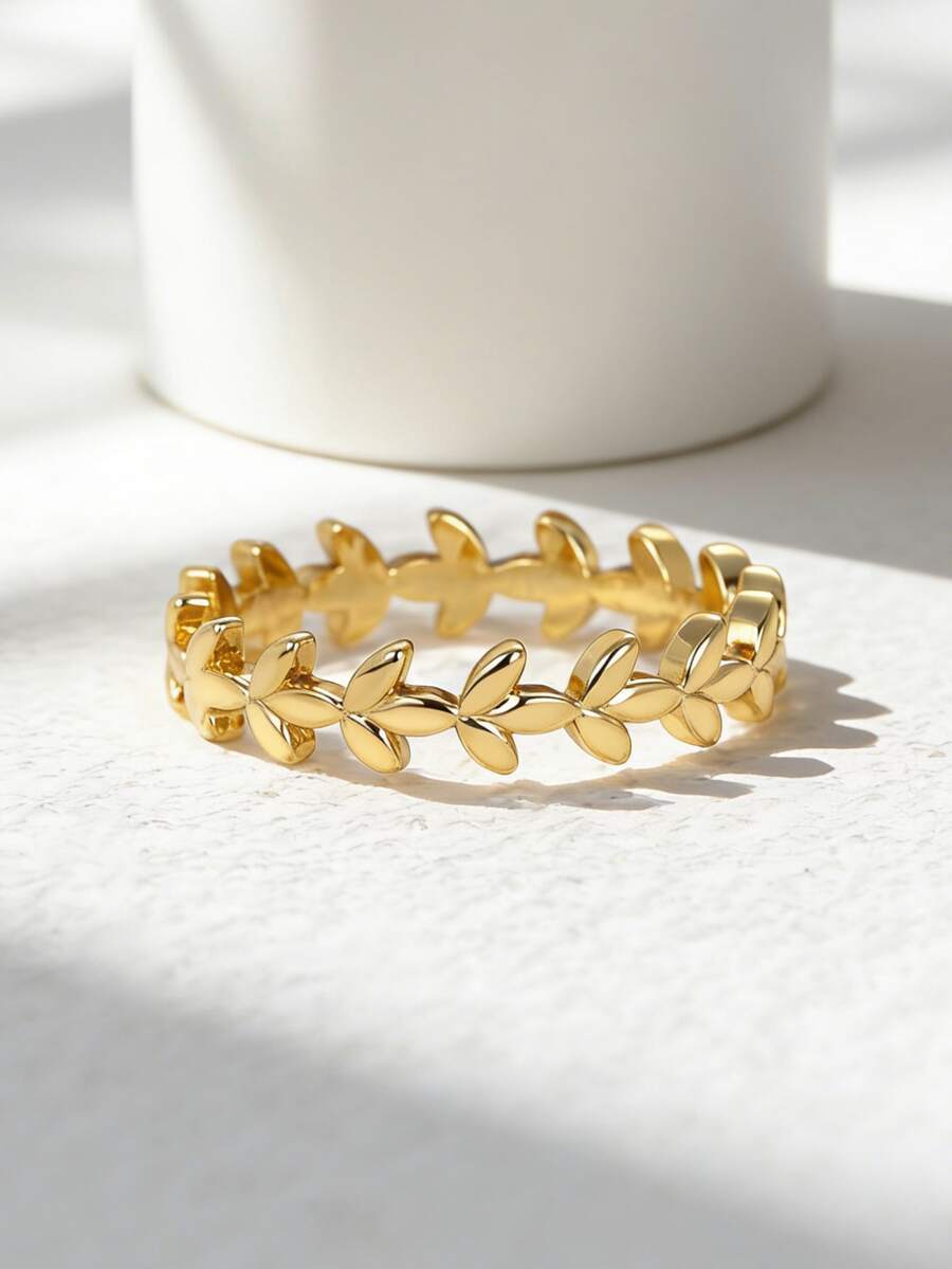 Charm-In 18K Gold Plated Leaf Ring For Women Dainty Gold Laurel Leaf Band Ring Jewelry Gift - Gold - View 1