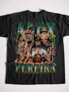 Camiseta Alex Pereira Estilo Gráfico Vintage de los 90s Camiseta Oversized Deportiva Vintage Alex Pereira Merch Regalo MMA - Negro - Ver 1