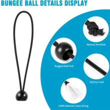 5/10/20 pièces Corde élastique fixe en latex durable - Sangle élastique multifonctionnelle avec boule en plastique, ensemble de cordes élastiques polyvalentes - Convient pour les tentes, les bâches, la sécurisation du fret, les auvents de patio - Idéal pour le camping, la construction, l'utilisation industrielle - Bande élastique noire, équipement d'extérieur, attache multifonctionnelle, matériau fiable, lien extensible, projets DIY - Multicolore - Voir 5