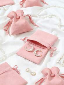 10pcs Ultra-Thin Fiber Jewelry Pouches, Jewelry Packaging Bags, Jewelry Gift Bags, Wedding And Birthday Candy Bags, Earring Zipper Storage Bags, Bracelets And Necklaces, Holiday And Festival Gift Packaging Bags - Multicolor - View 4