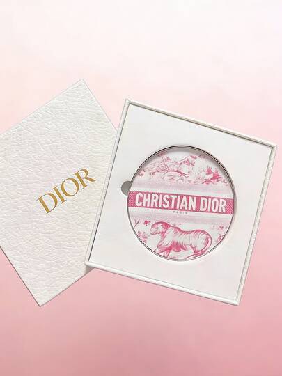 Dior 粉色虎纹双面奢华迷你化妆镜