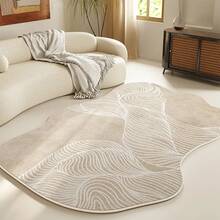 1件装奶油色漩涡图案毛绒地毯，厚实蓬松，适合秋冬季节，可作装饰地毯，卧室装饰，小地毯，家居装饰，客厅地毯，卧室地毯，客厅家居装饰，户外地毯，可水洗地毯 - 多色 - 查看 2