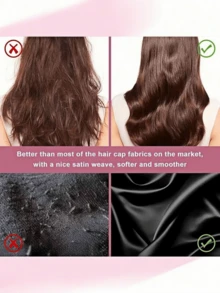 1 pieza Gorro de noche de satén de seda lujoso con cordón ajustable, gorro de dormir suave y transpirable para mujeres y hombres, perfecto para cabello largo natural, trenzas, rastas y rizos. Gorro de cabello ligero que ayuda a reducir la fricción y proteger el cabello durante la noche. - Modelo básico - Ver 8
