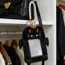 1 Móc khóa hình quỷ đen dễ thương kèm túi xách và vòng tay ngọc trai, mặt dây chuyền hình quỷ hoạt hình Kawaii, phụ kiện túi xách thời trang sáng tạo. - Đen - Xem 7