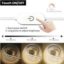 LQHZMYY 1 Stück Touch dimmbare LED Lichtleiste, 1 Set USB betriebener COB LED Streifen mit Touch-Steuerung (Langes Drücken zum Einstellen der Helligkeit), Einfarbige Optionen (3000K/4000K/6000K), geeignet für Geburtstagsfeiern und Weltraum-Themen, weicher Lichtstreifen für TV-Hintergrundbeleuchtung, Beleuchtung im Schlafzimmer, 5V - Neutrales Licht 4000K - Übersicht 6