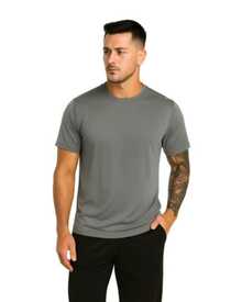 Kit Of 2 Men's Short-Sleeve Dry Fit T-Shirts, DryFit Gym, Running, Sports T-Shirt, CrossFit Fitness, Plain Casual Sportswear, Premium Polyester - 灰色和黑色 - 查看 2