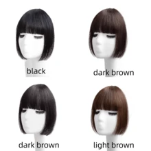 Poni Jepit Lurus Hitam Sepanjang 10 Inci, Poni Tebal dan Lebar, Aksesori Rambut Poni Udara Sintetis Cocok untuk Pemakaian Sehari-hari Wanita - MultiWarna - View 8