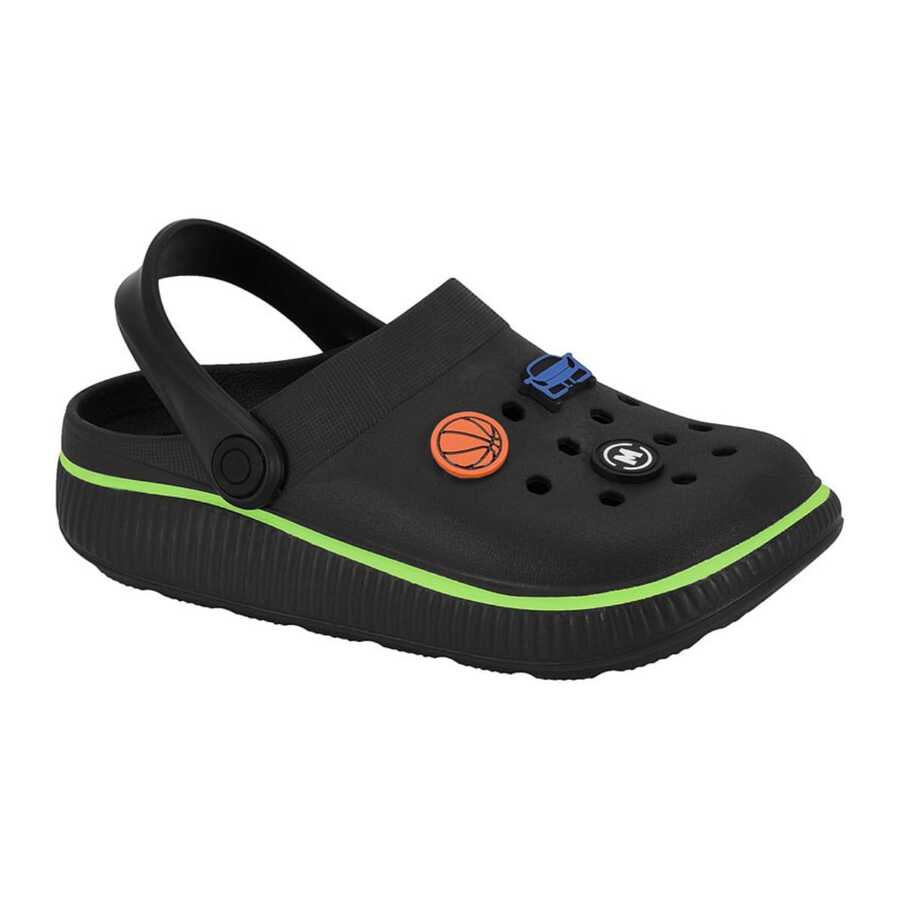 Molekinho Molekinha Kids' Flip-Flops - Fashionable Clogs With Fun Buttons - 202 Đen-Vàng-Neon Molekinho - Xem 1