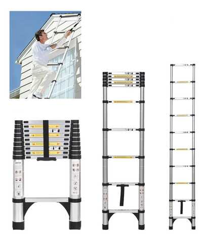 Escaleras De Aluminio Plegables De Aluminio Multiusos, 3,8m Plateado