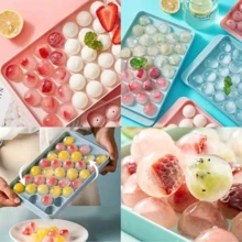1pc Ice Cube Tray With Lid Refrigerator Ice Cube Mold, Mini Round Ice Ball Maker Mold, Fits Tea, Coffee Back To School - Multicolor - View 7