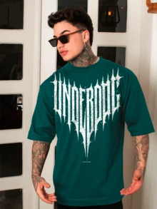 Oversized Streetwear Crew Neck T-Shirt DMUNIZ UNDERDOG Santinni 100% Cotton Premium Release Gym Workout New - Green - View 4