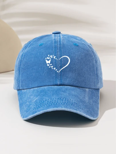 1pc "Love Butterfly" Print Minimalist Casual Versatile Unisex Fashion Item, Suitable For All Seasons, Outdoor Sports, Great Gift For Family And Friends