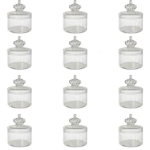 12个装透明糖果盒，带可拆卸塑料皇冠盖，适用于圣诞节、感恩节、新娘送礼会、宴会、成人礼、毕业季、周年纪念日、生日等场合。 - 無色 - 查看 6