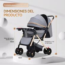 Carreola Para Bebés Niños Ultra Premium Plegable, 3 Colores - Gris - Ver 6