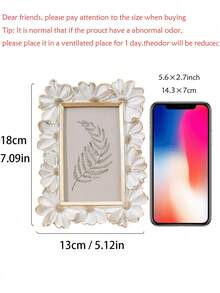 1pc White Resin Photo Frame With Gold Trim, 3D Daisy Flower Decor Picture Frame, Square Tabletop Display, Horizontal Or Vertical, Suitable For Home Decor And Photography Props - Multicolor - View 9