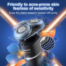 Afeitadora eléctrica Philips X5001 Wet & Dry con cabezales flotantes de 360°, 50 min de autonomía, resistente al agua IPX7, recargable por USB, SkinEase - Multicolor - Ver 7