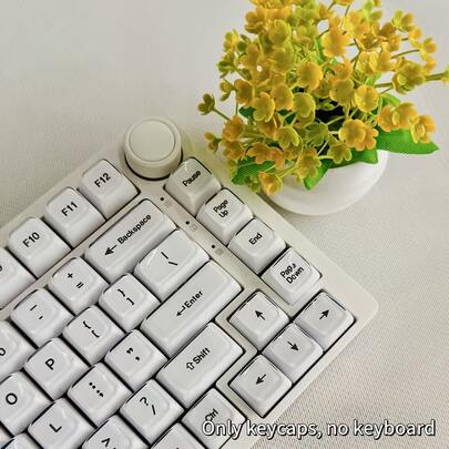 [Opaque Jelly White Engraved Keycaps] 130+ PBT Engraved OEM Profile Full Set, DIY Customized Mechanical Keyboard Keycaps, Compatible With Cherry/Gateron MX Switches, 60% 61/64/68/75/84/87/98/104/108 Layouts, Opaque Engraved, Jelly White, PBT Never Oily