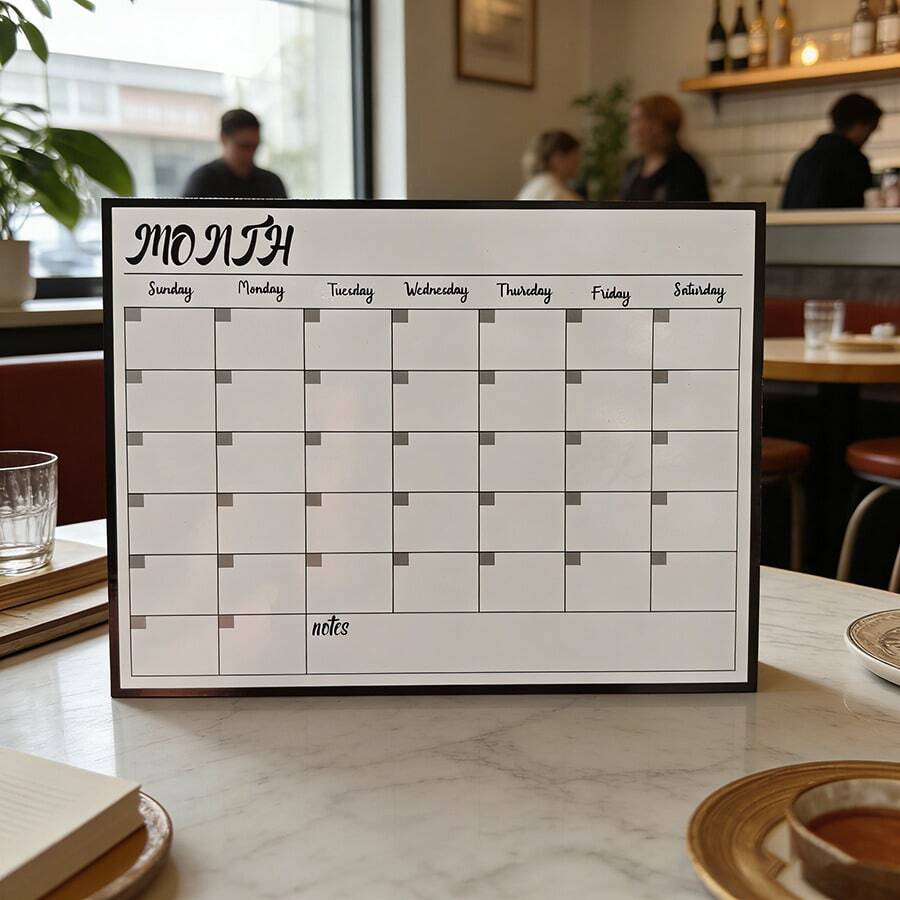 Nam châm dán tủ lạnh lập kế hoạch tháng tối giản, bảng trắng dày có thể tái sử dụng, nhãn dán từ tính lịch trình nhà bếp. - 1PC - Xem 1