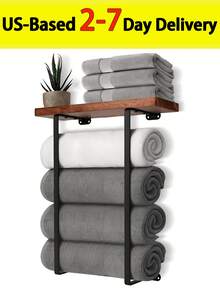 (2-7 Daysmust Arrive)Towel Rack Wall Mounted, Bathroom Towel Storage, Wall Towel Holder, Bathroom Organizer, Shower Organizer Rack, Bath Towel Racks For Bathroom Towel Storage Rack With Shelve For Rolled Towel Organizer, Shower Caddy, Wall Mounted Bathroom Shelves Over Toilet For Bathroom, Kitchen, Bedroom, Living Room, Home Decor, Bathroom Decor And Accessories, Bathroom Organizer, Shower Accessories, Room Decor, Bathroom Decor, Shelves, Bathroom Accesssories, Bathroom Storage, Bathroom Orginazor, Bathroom Shelves, Minimalist Design Storage Organizer For Large Towels, Small Towels, Hand Towels, Halloween/Christmas Gifts, Back-To-School Season, Shower Caddy, Apartment Essentials, Wall Deocr, Bathroom Orginazor, Wall Decor, Hooks, Vanity Accerories, Shower Shelves, Bathroom Decor And Accessories, Wall Shelf, Toilet Paper Holder, Home Accesssories, Shower Organizer, Bathroom Tray, Perfume Tray, Floating Shelves For Wall - 彩色 - 查看 1