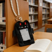 1 Móc khóa hình quỷ đen dễ thương kèm túi xách và vòng tay ngọc trai, mặt dây chuyền hình quỷ hoạt hình Kawaii, phụ kiện túi xách thời trang sáng tạo. - Đen - Xem 6