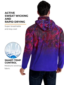 RODEEL Men's Outdoor Hooded Sweatshirt With Face Mask And Neck Protection, Long Sleeve, Soft, Lightweight, Four-Way Stretch Sports - Red Violet - View 2