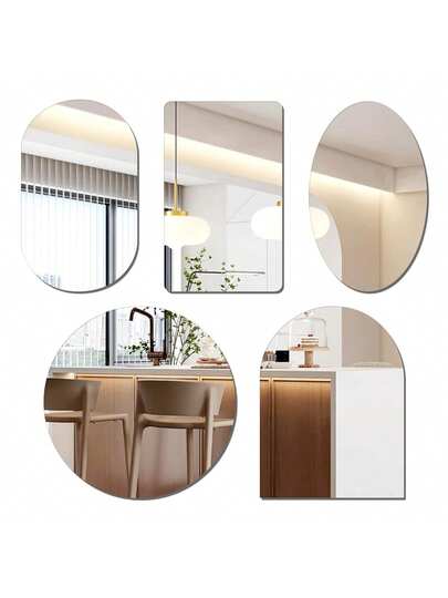 1 pieza Espejo ovalado Adhesivo decorativo de pared, Material acrílico de 2 mm de grosor Adhesivo de espejo decorativo, Adecuado para dormitorios, salas de estar, baños, cocinas.